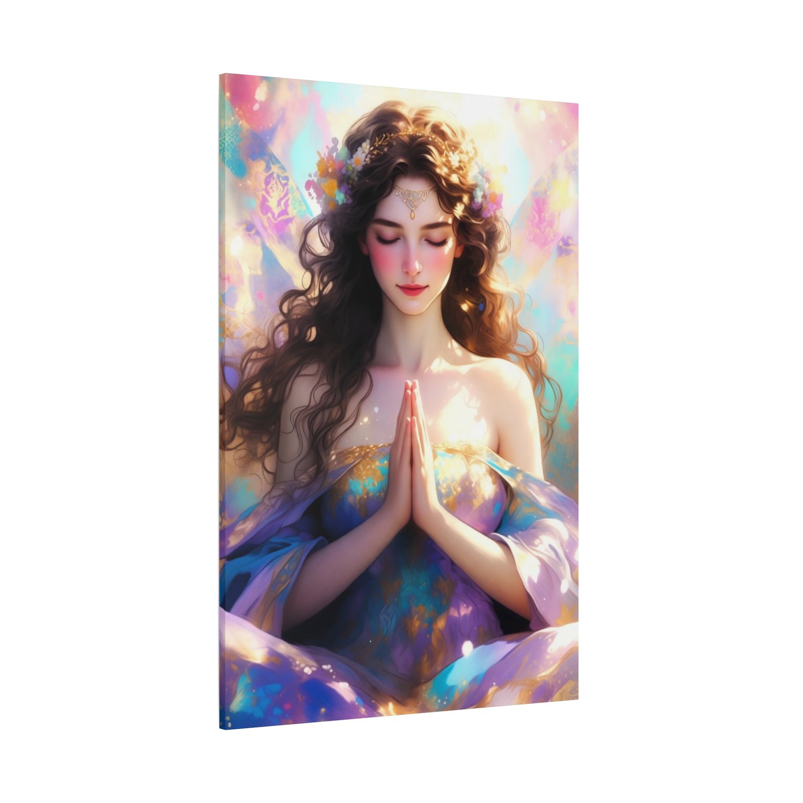 Meditative Goddess Canvas Art — Serene Prayer Woman Matte Stretched Print - Image 14