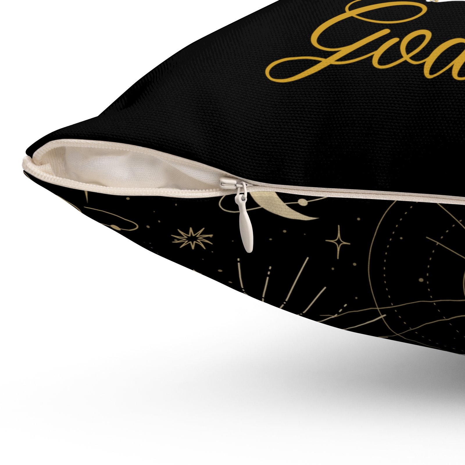 GODDESS in Black Spun Polyester Square Pillow - Image 6