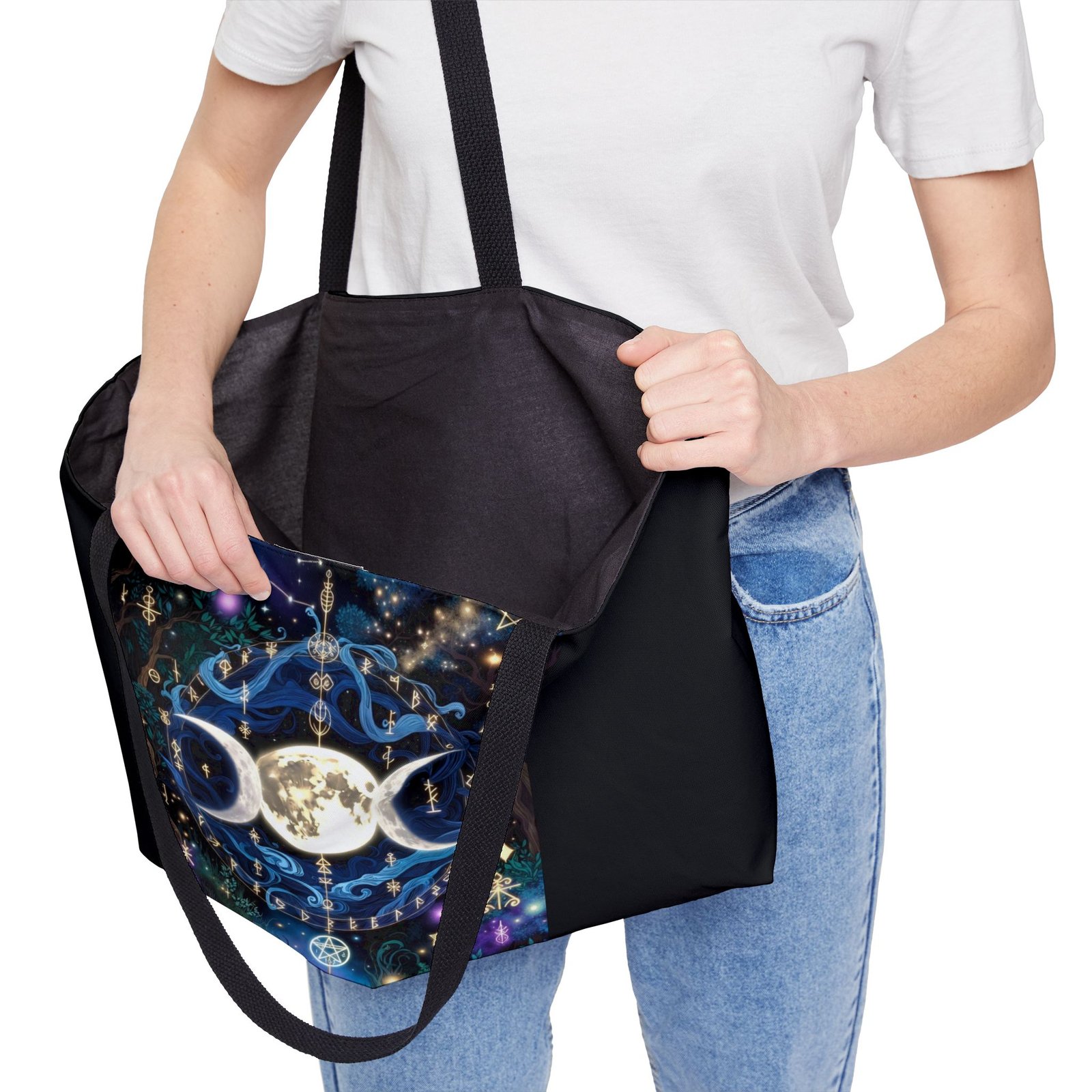 Triple Moon Tote Bag — Mystical Celestial Weekender Tote - Image 8