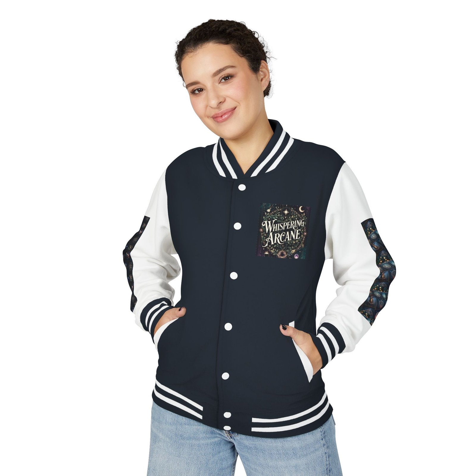 Letterman Jacket — Whispering Arcane Graphic Varsity Jacket Unisex - Image 33