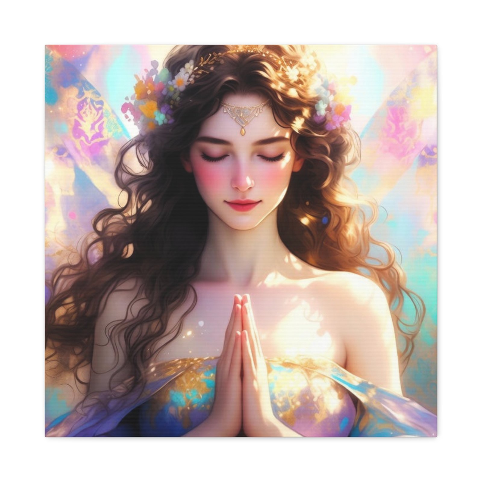 Meditative Goddess Canvas Art — Serene Prayer Woman Matte Stretched Print - Image 21