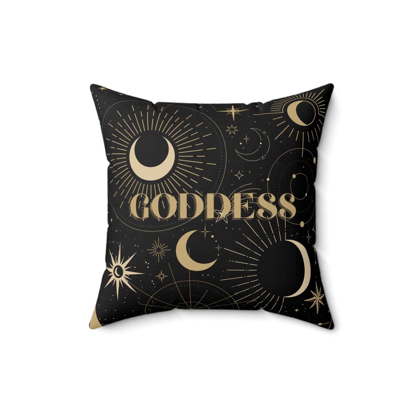 SUN GODDESS Tarot Card Black Spun Polyester Square Pillow - Image 5