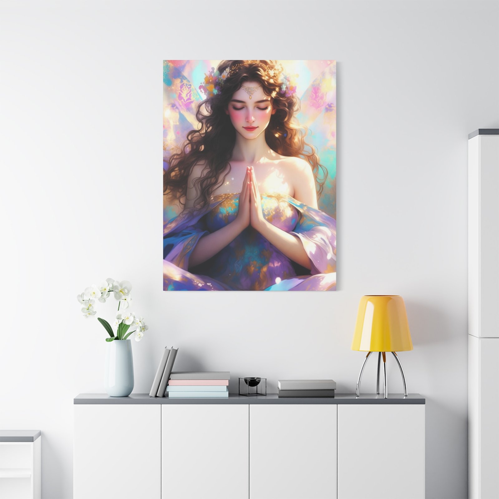 Meditative Goddess Canvas Art — Serene Prayer Woman Matte Stretched Print - Image 11