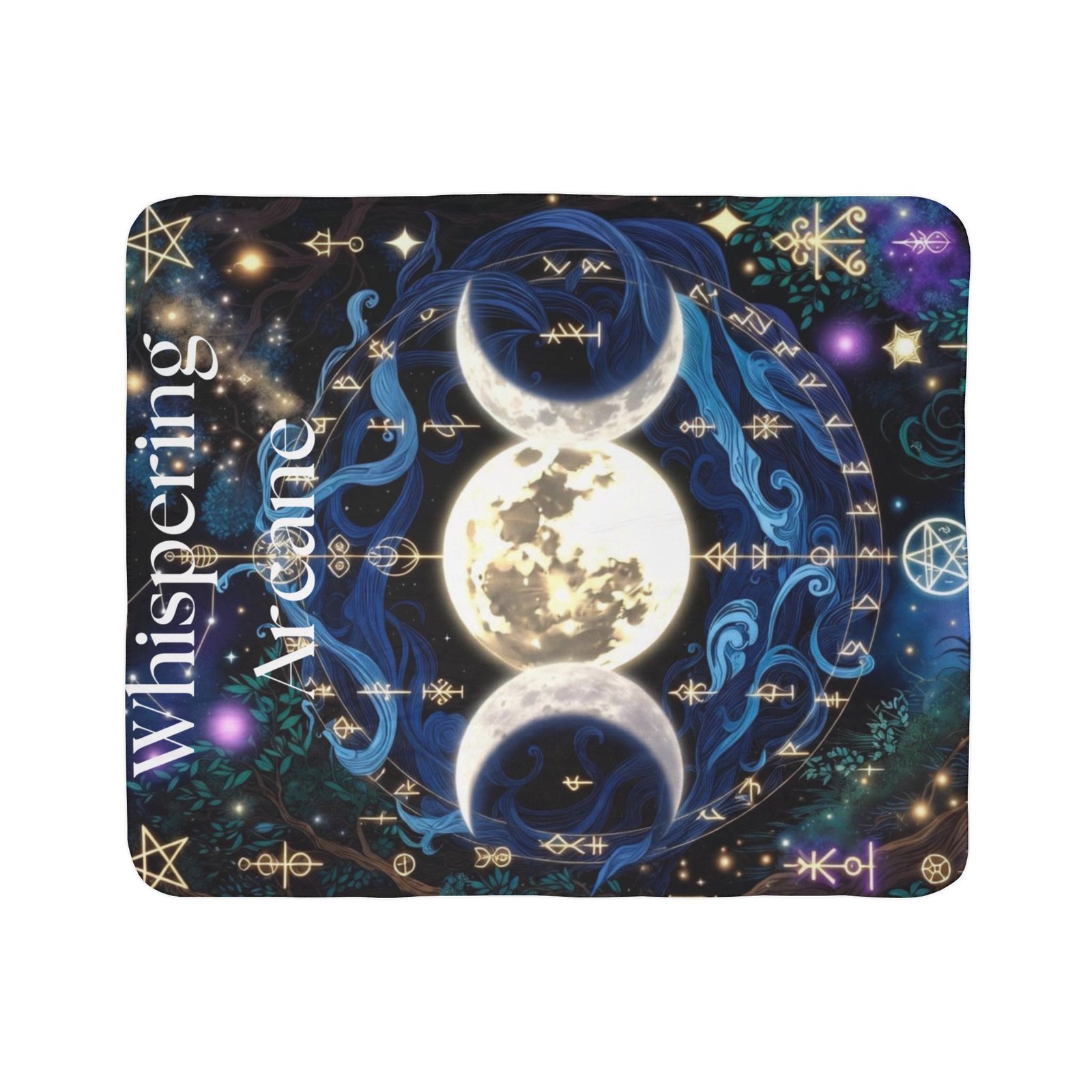 Whispering Arcane Moon Triple Goddess Fleece Sherpa Blanket - Image 21