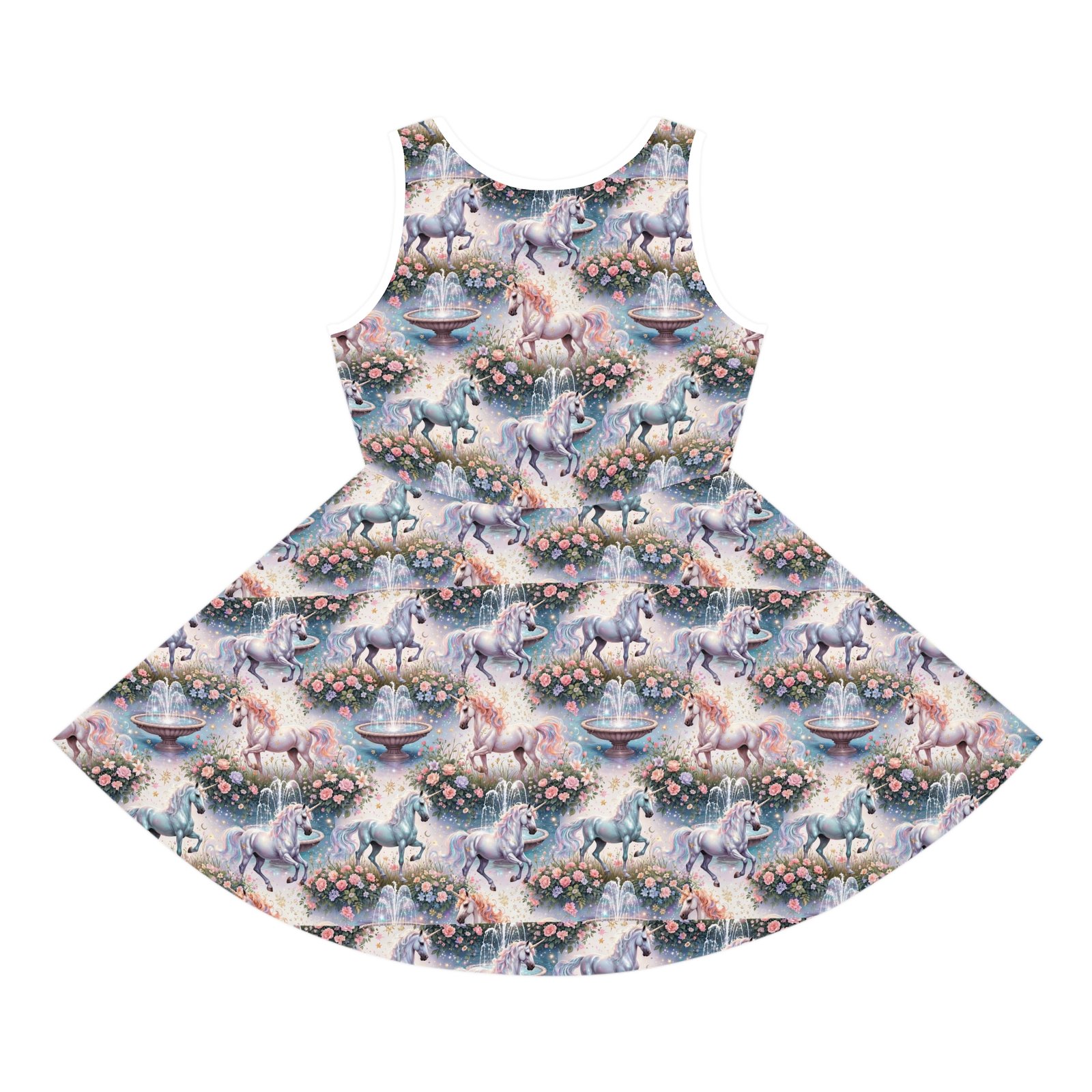 Girls' Unicorn Print Sundress — Magical Pastel Fantasy AOP Dress