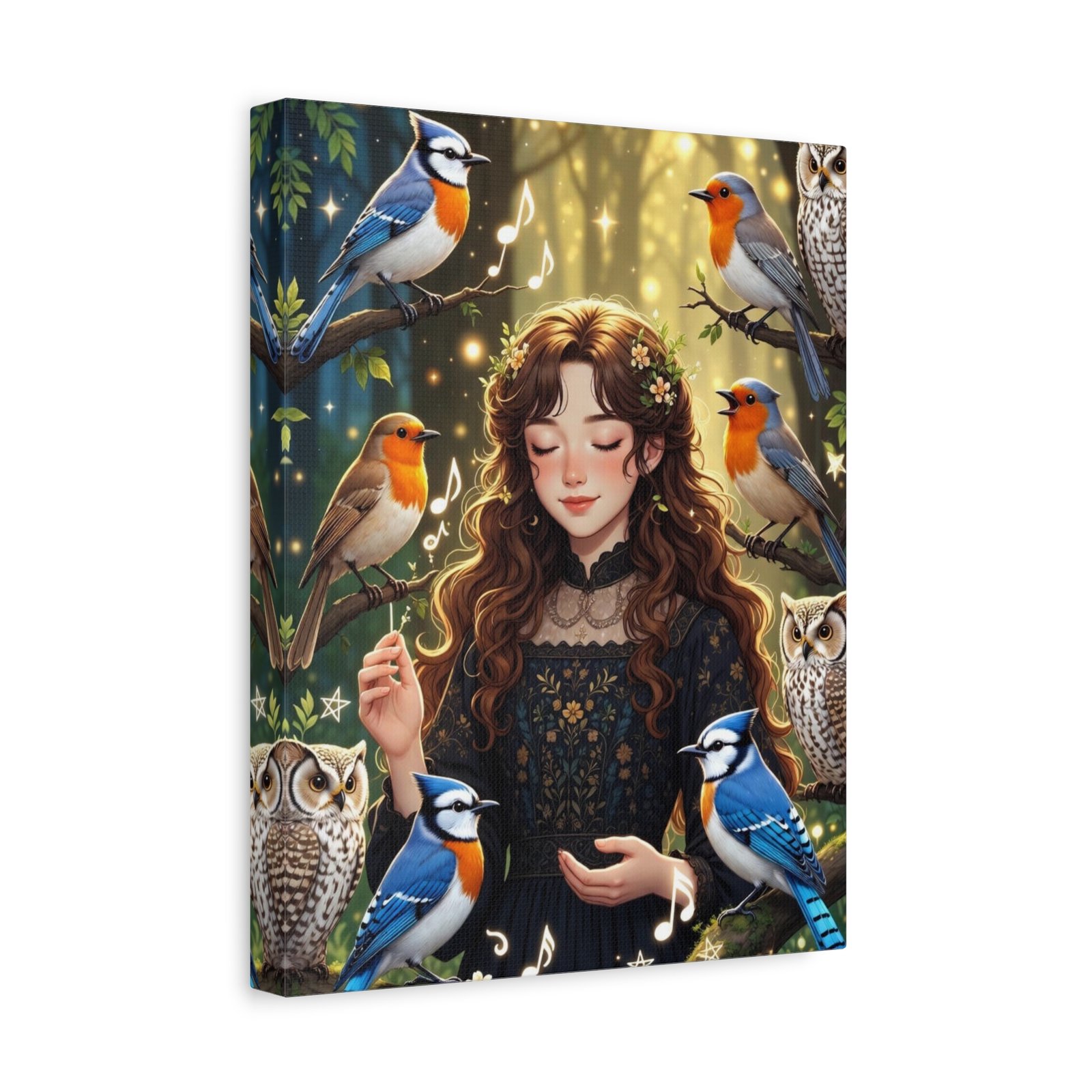 Enchanted Songbird Girl Matte Canvas Wall Art - Image 10