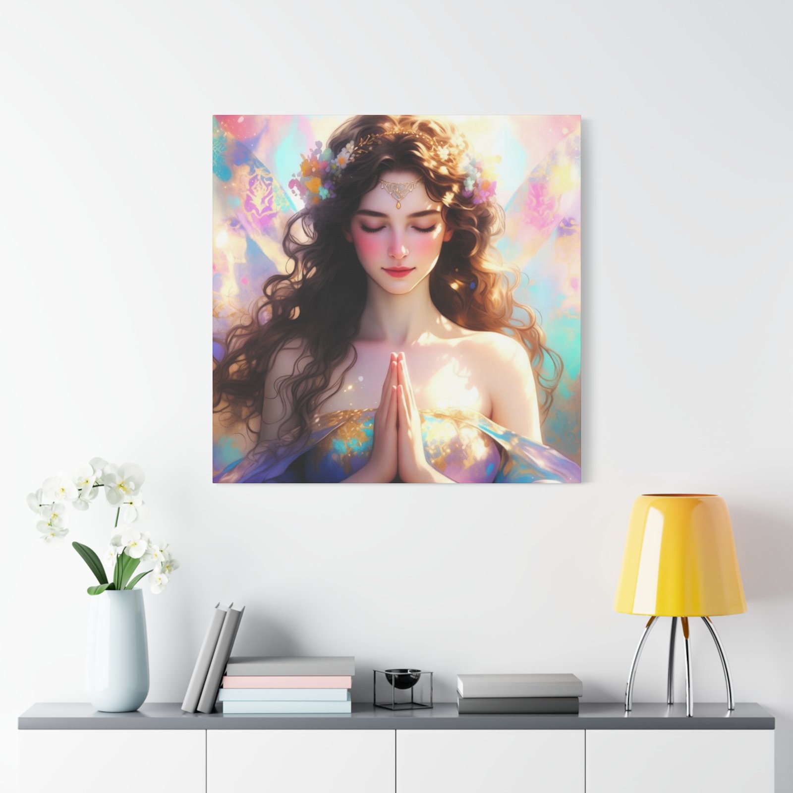 Meditative Goddess Canvas Art — Serene Prayer Woman Matte Stretched Print - Image 27