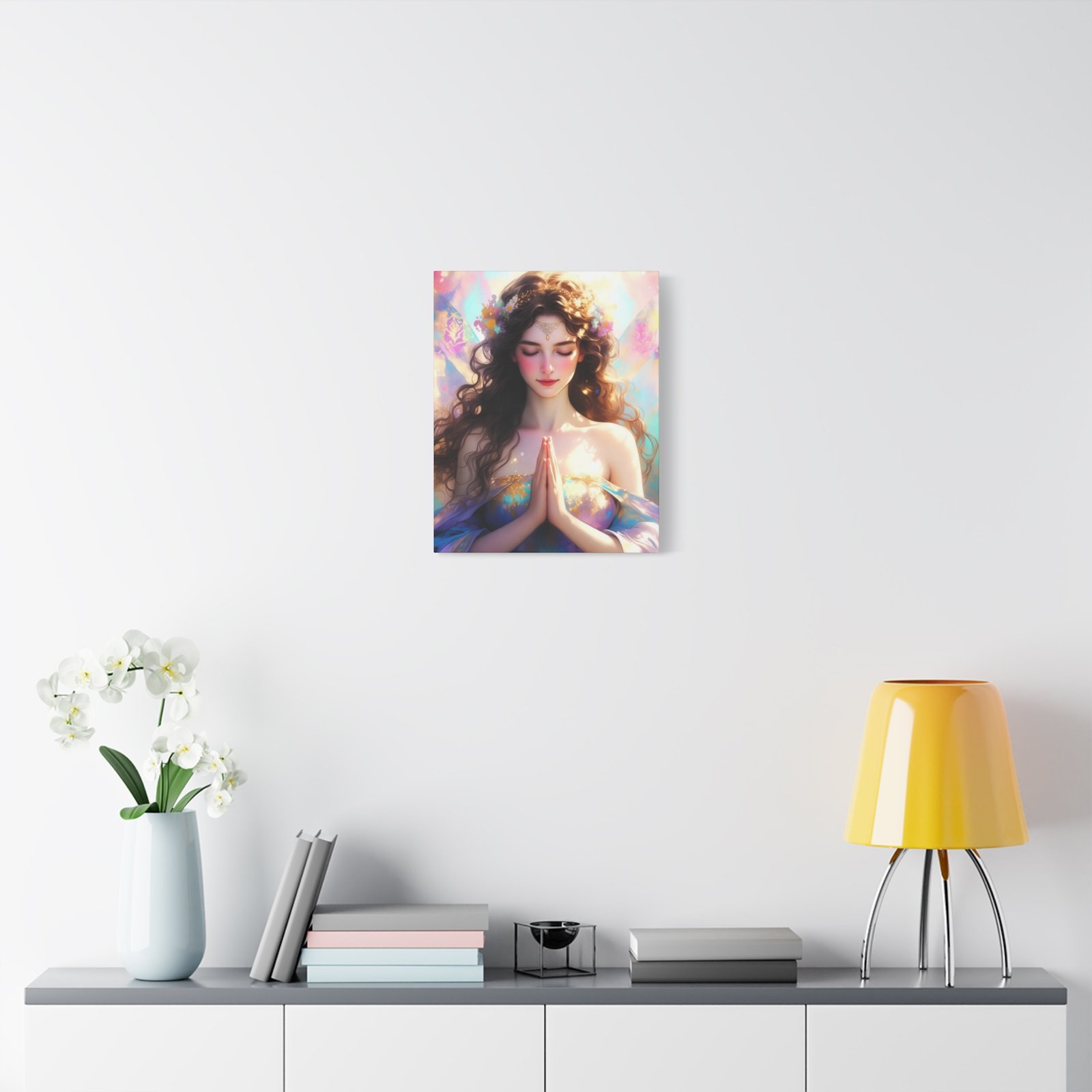 Meditative Goddess Canvas Art — Serene Prayer Woman Matte Stretched Print - Image 3