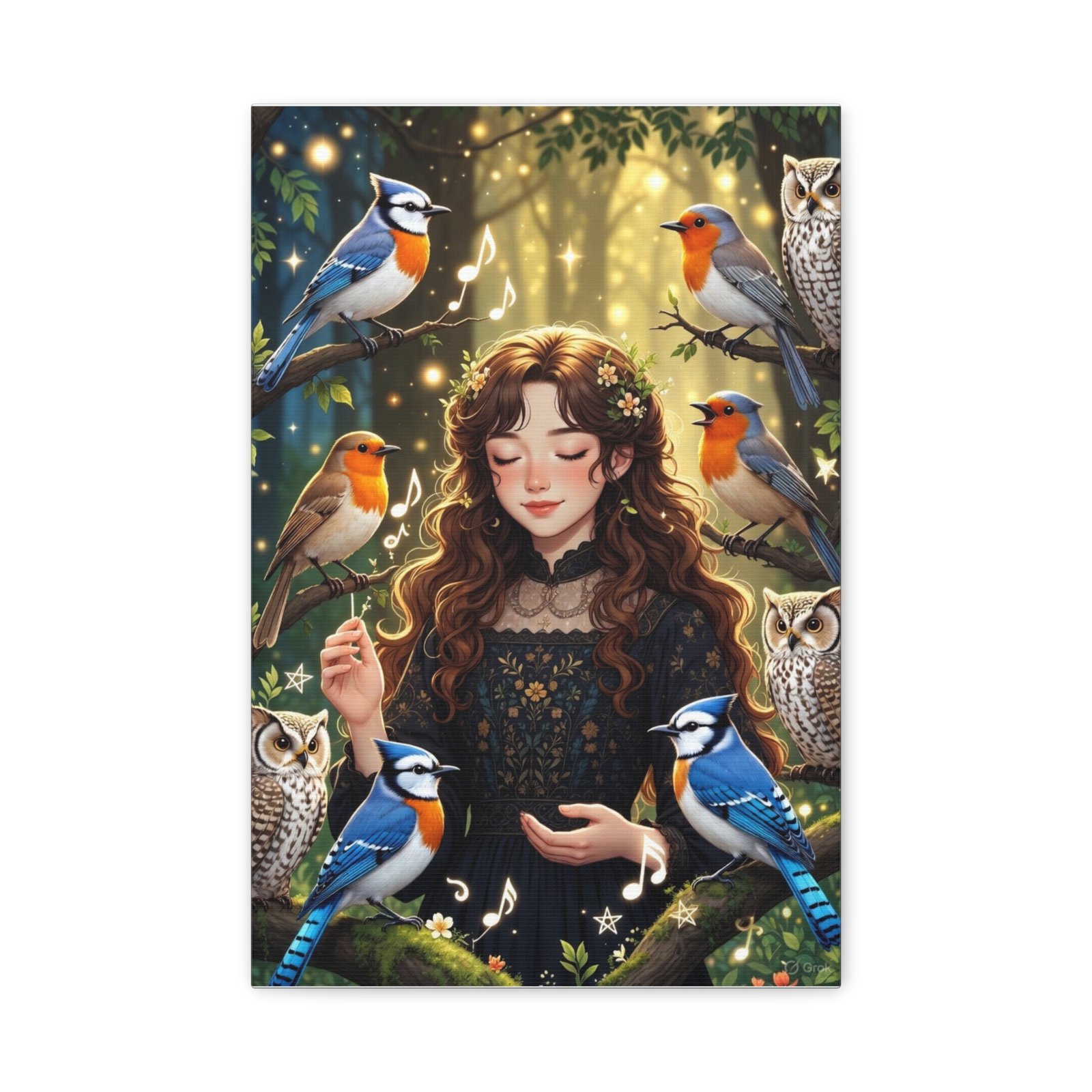 Enchanted Songbird Girl Matte Canvas Wall Art - Image 17