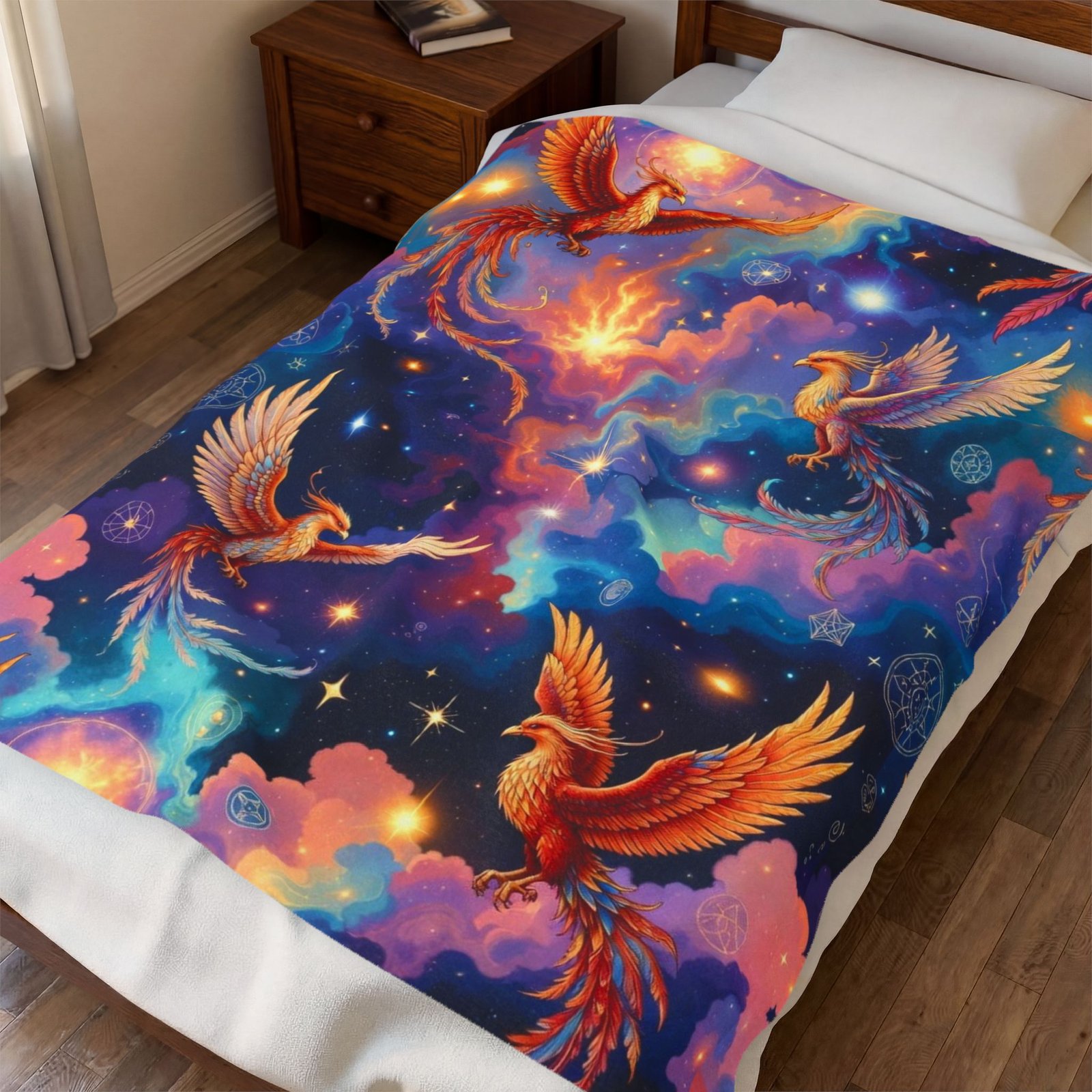 Phoenix Galaxy Velveteen Plush Blanket — Soft Cozy Starry Throw - Image 3