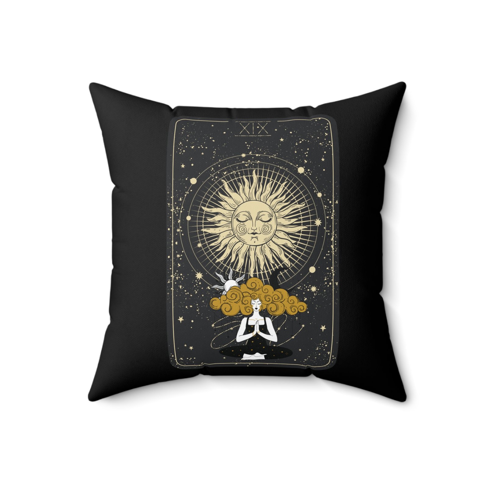 SUN GODDESS Tarot Card Black Spun Polyester Square Pillow - Image 7