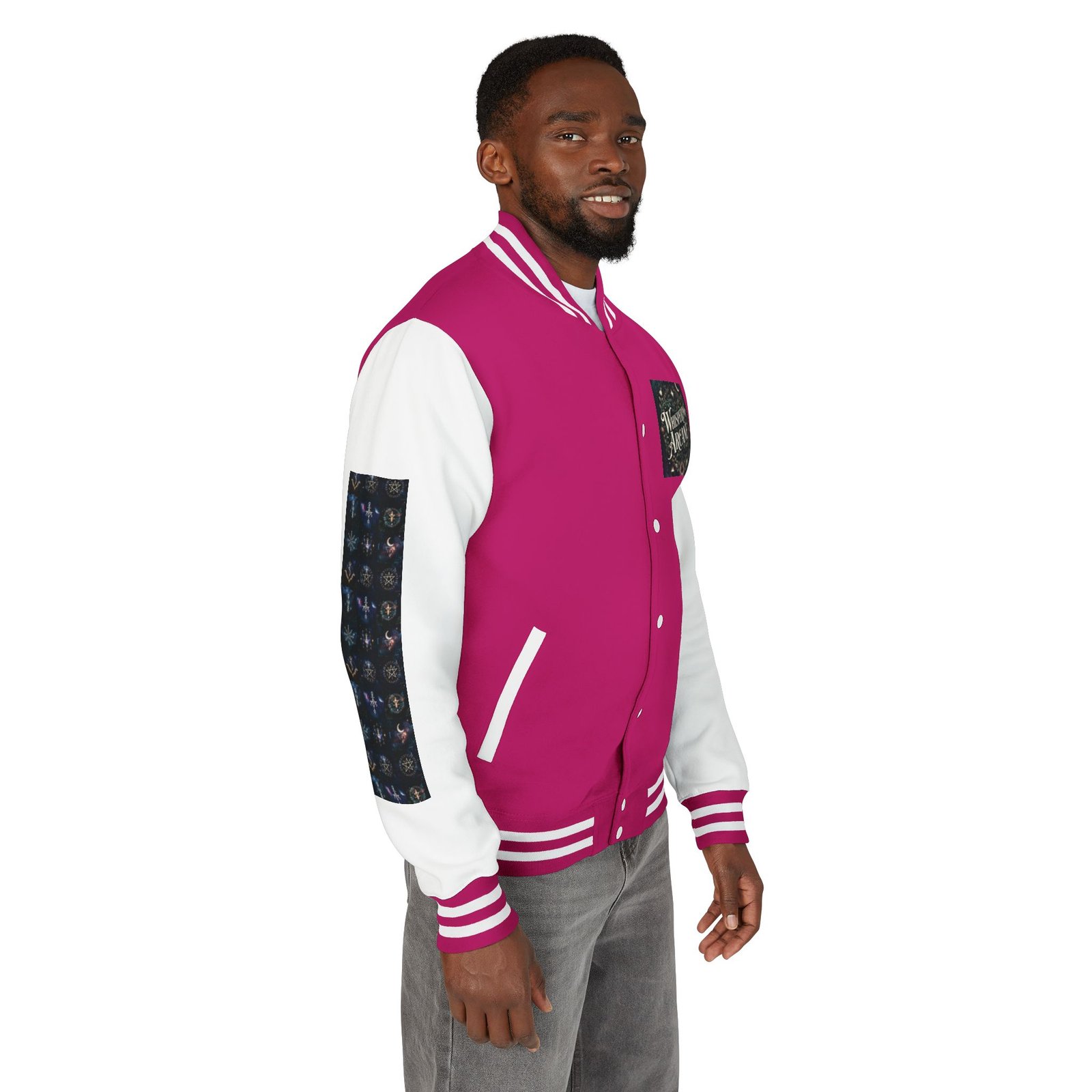 Letterman Jacket — Whispering Arcane Graphic Varsity Jacket Unisex - Image 12