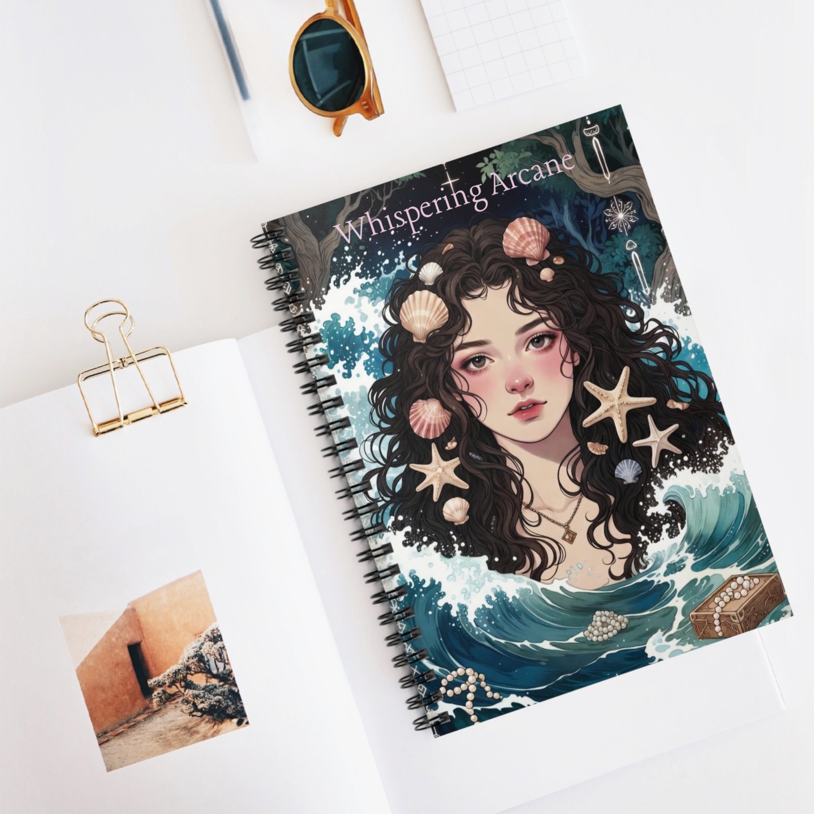 Mermaid Seashell Spiral Notebook — Ruled Journal with 'Whispering Arcane' Art - Image 5