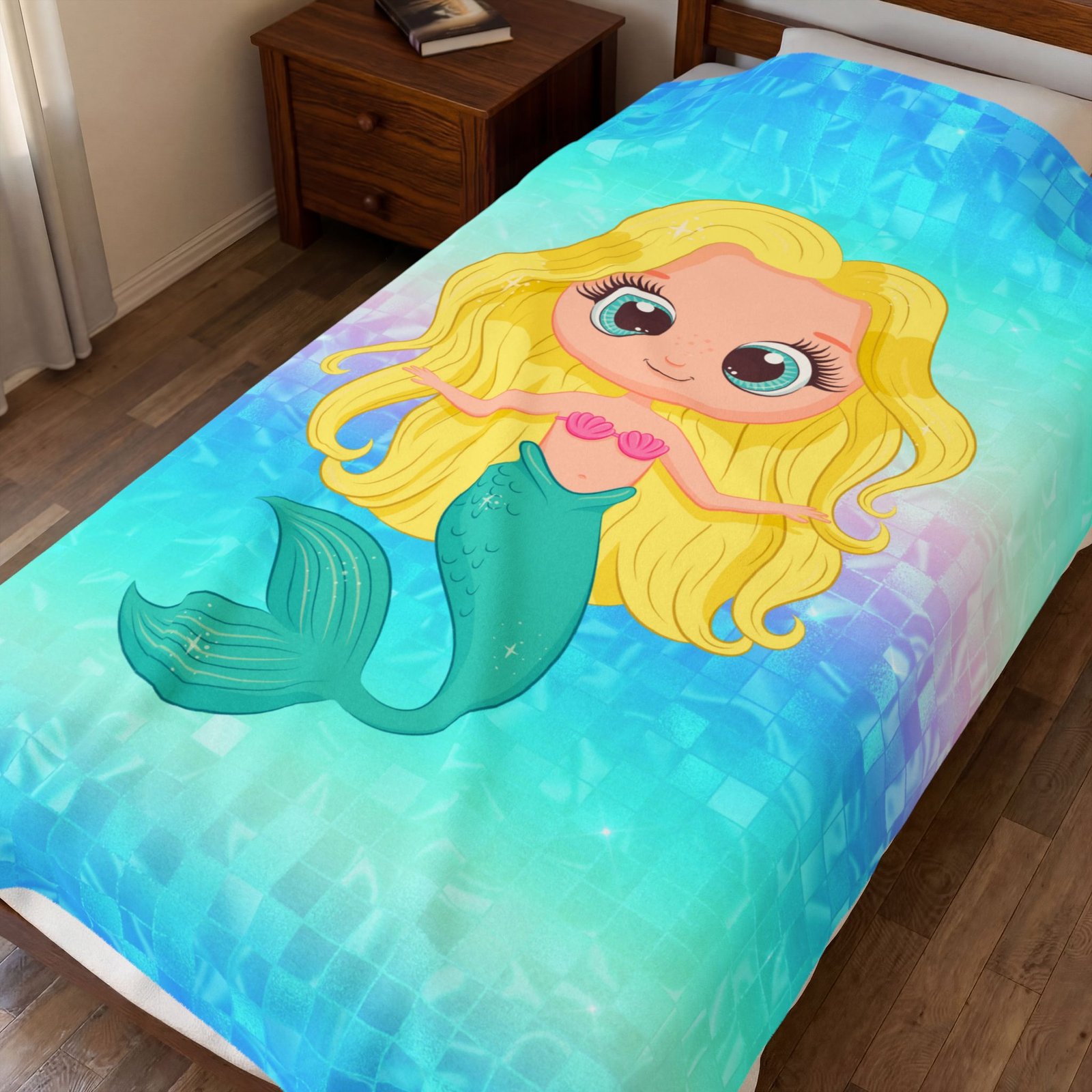 Yellow Mermaid Velveteen Plush Blanket - Image 11