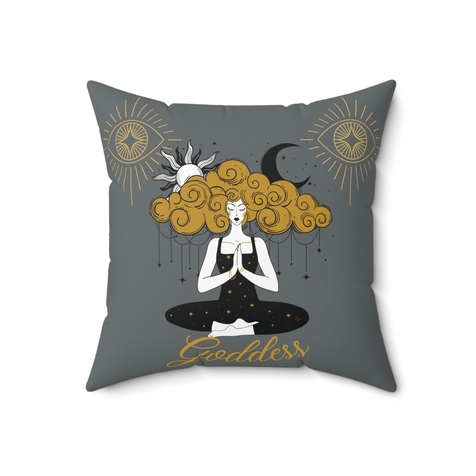 GODDESS in Grey Spun Polyester Square Pillow - Image 7
