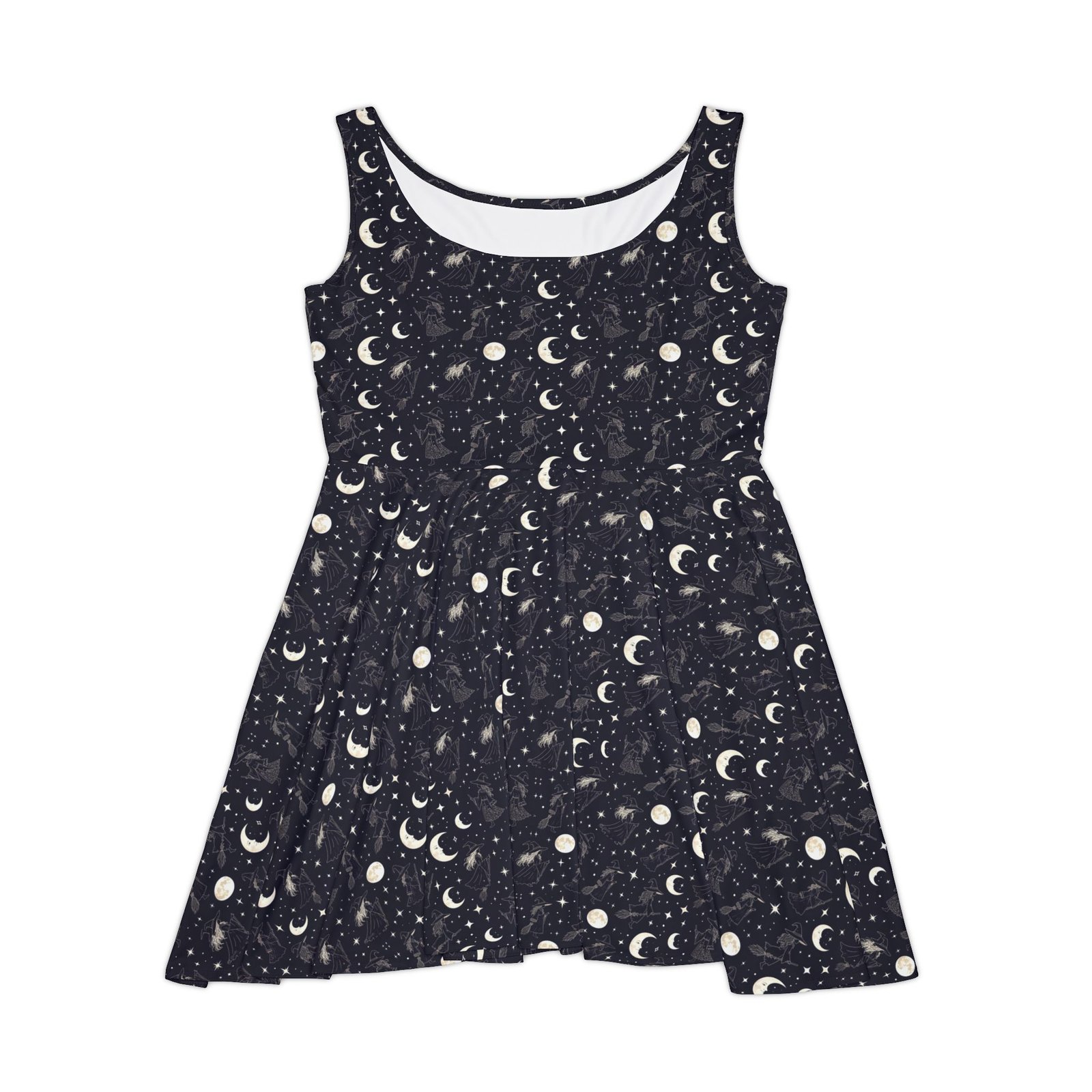 Celestial Moon & Stars Skater Dress — Night Sky Print - Image 2