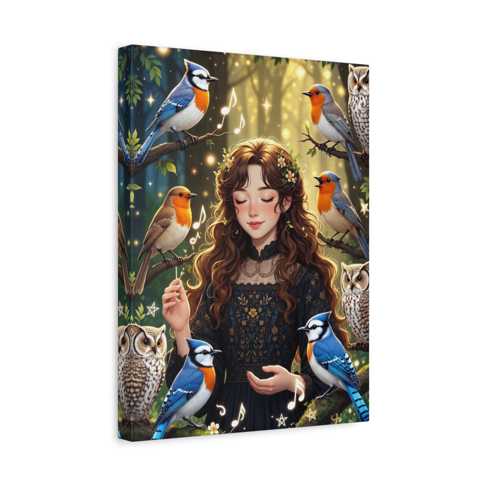 Enchanted Songbird Girl Matte Canvas Wall Art - Image 14