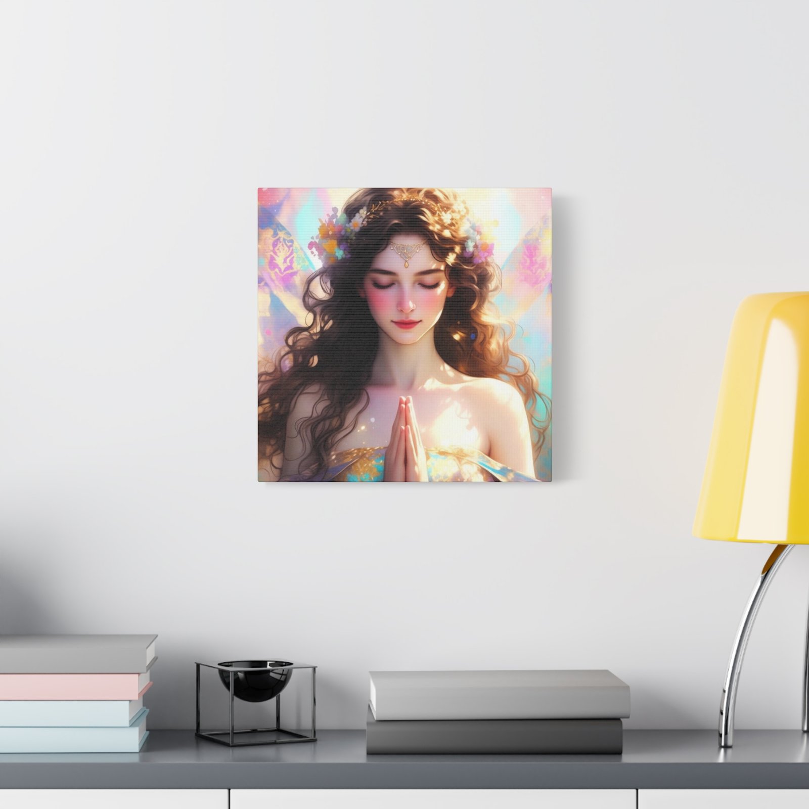 Meditative Goddess Canvas Art — Serene Prayer Woman Matte Stretched Print - Image 19
