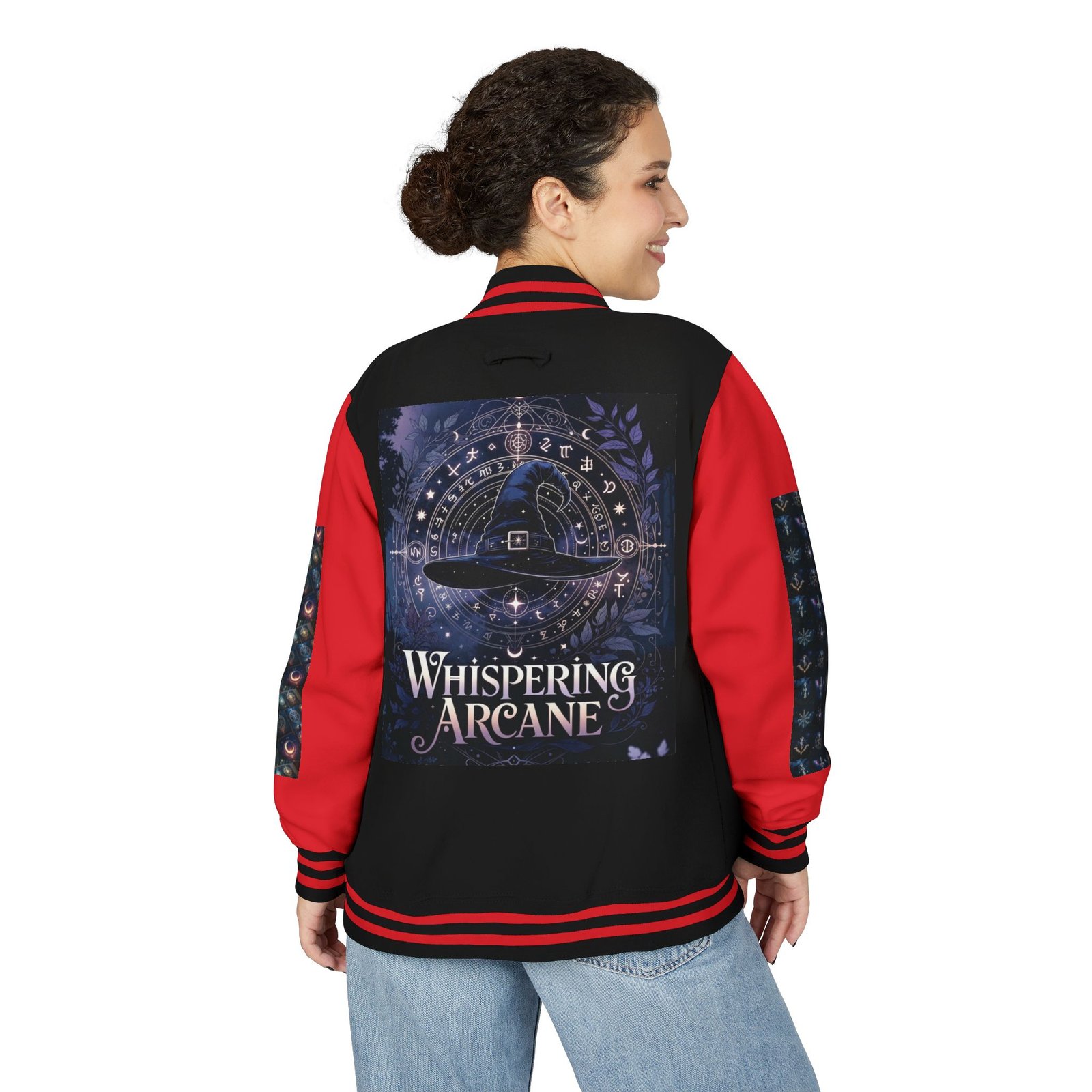 Letterman Jacket — Whispering Arcane Graphic Varsity Jacket Unisex - Image 46