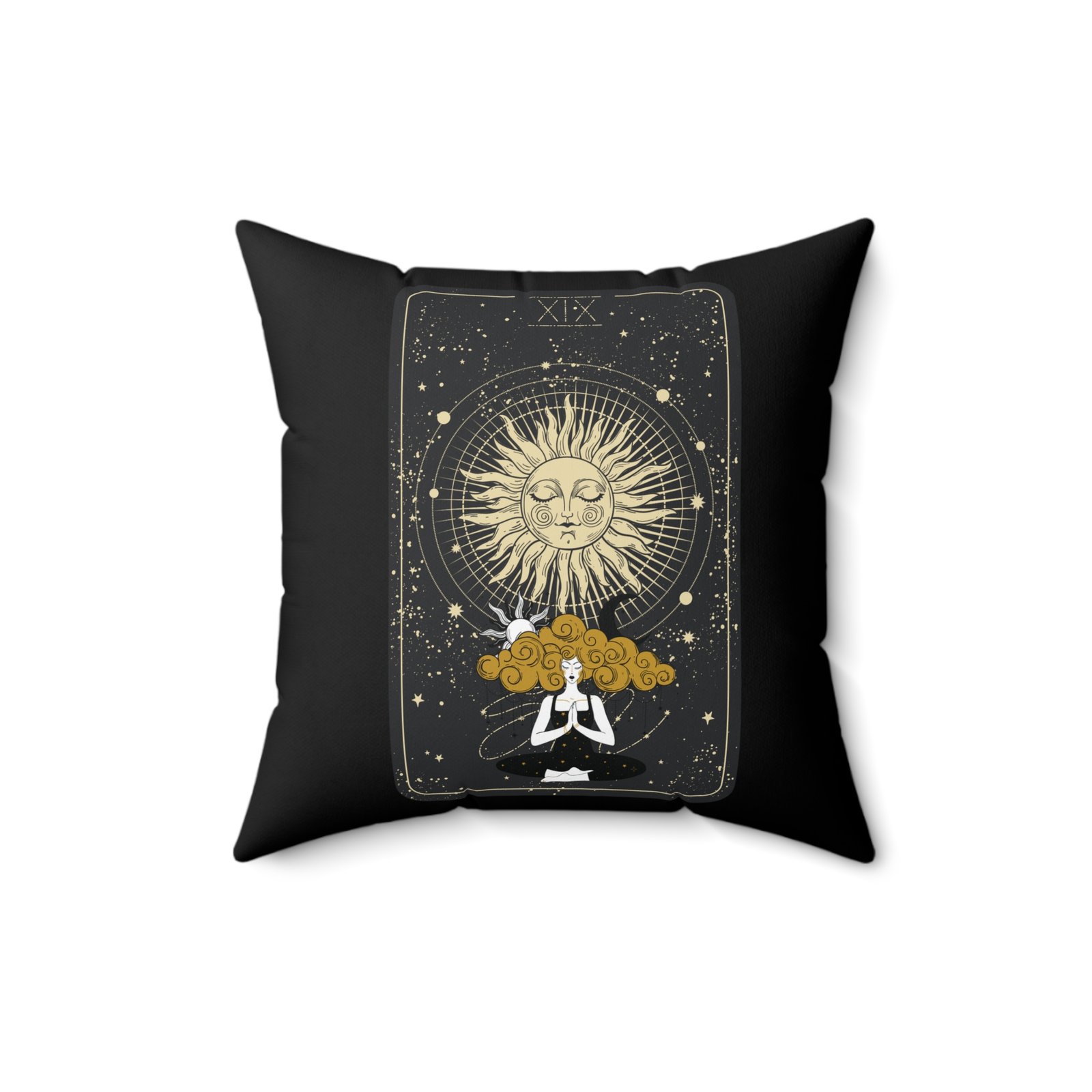 SUN GODDESS Tarot Card Black Spun Polyester Square Pillow - Image 4