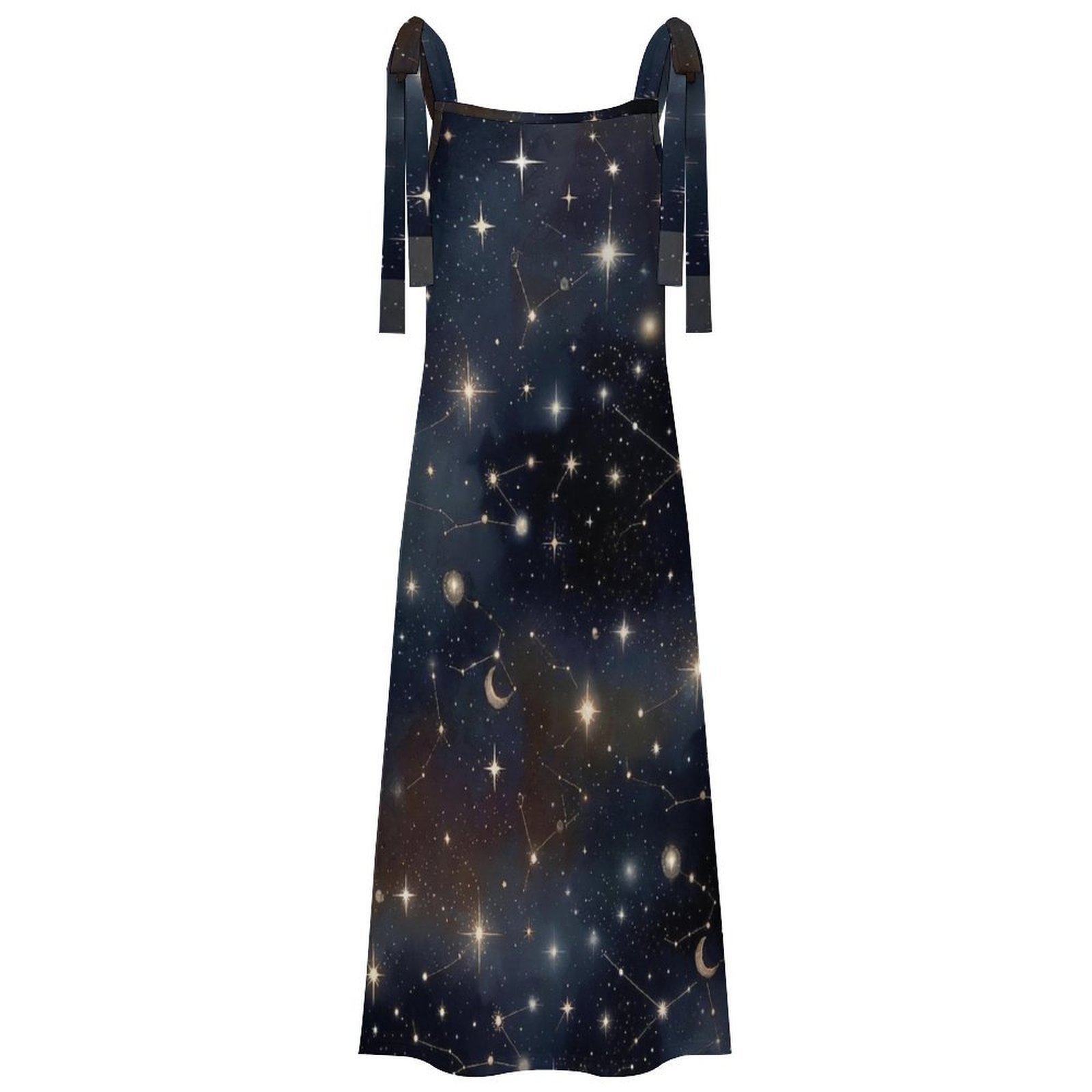 Starry Night Sky Women Tie Strap Ankle Maxi Dress - Image 2