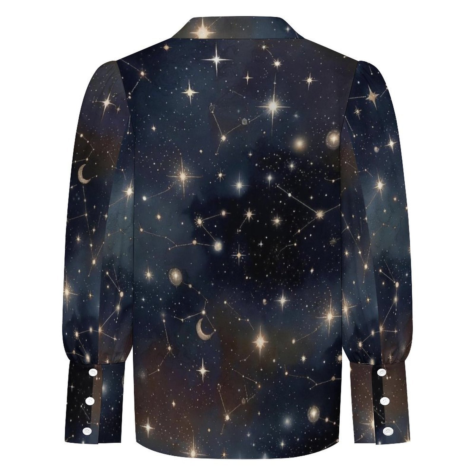 Starry Night Sky Long Sleeve Lantern Sleeve Shirt - Image 3