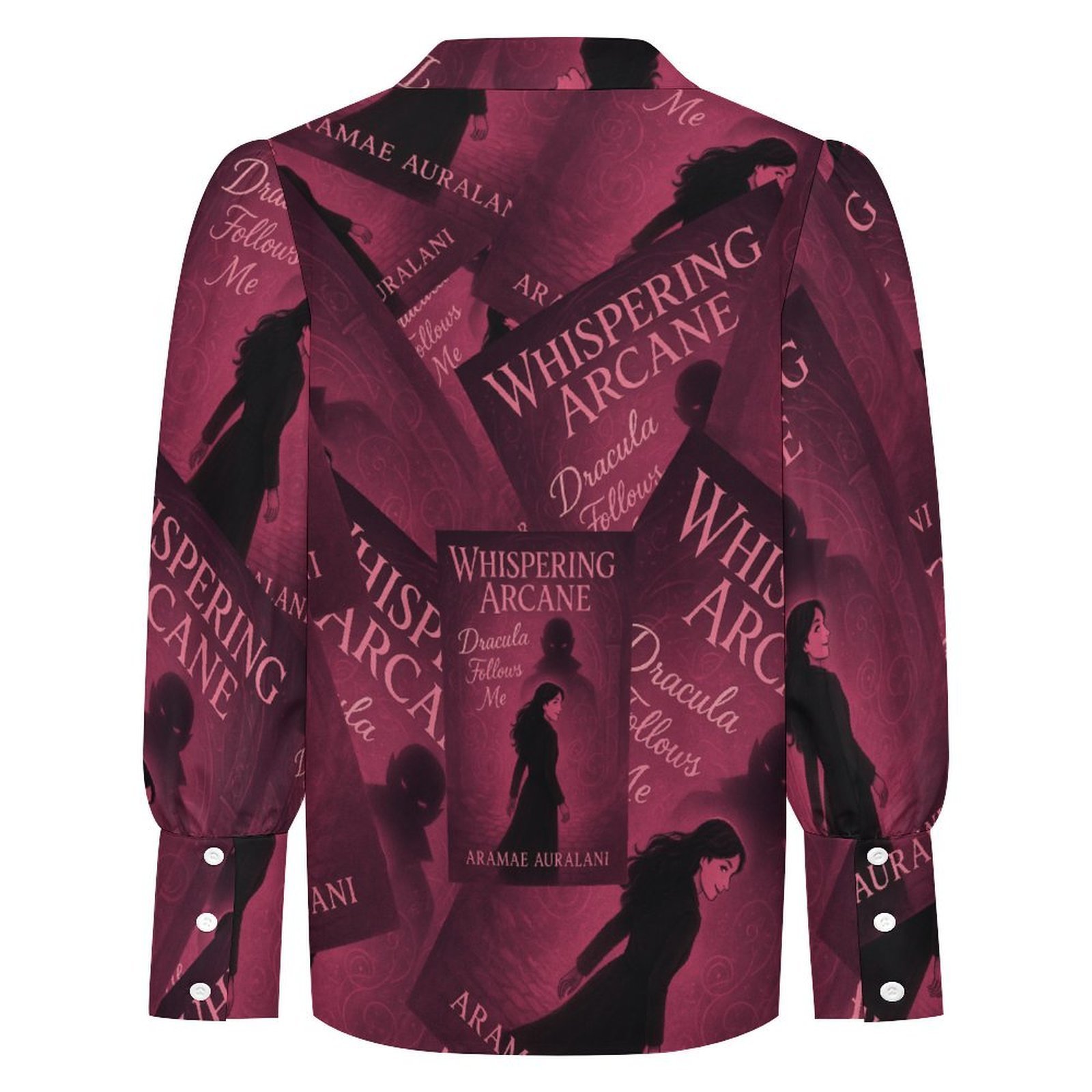Dracula Follows Me Cover Art Blouse Womens Long Sleeve Lantern Sleeve Shirt - Image 3