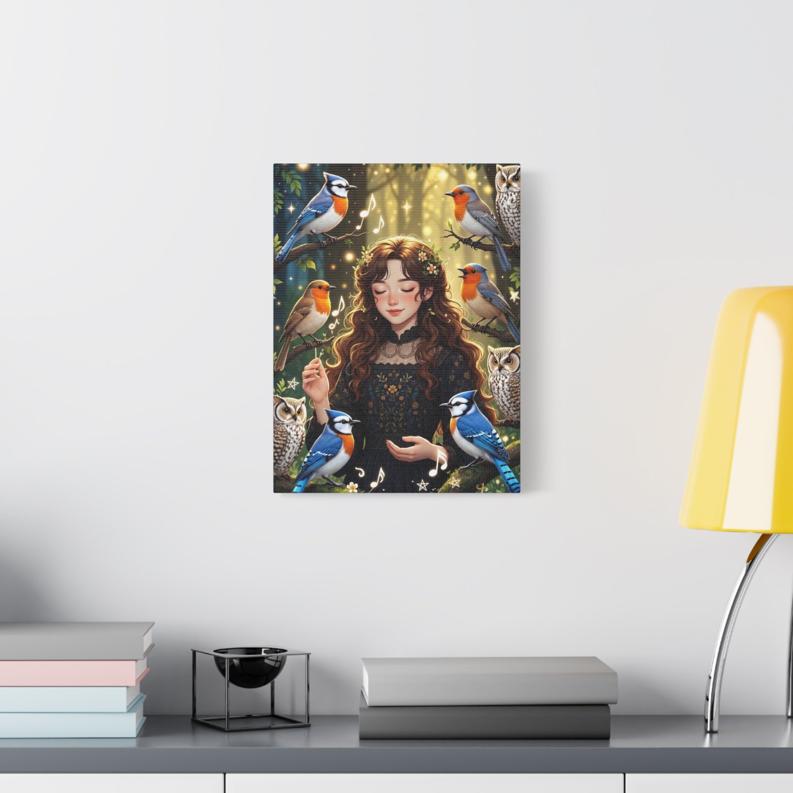 Enchanted Songbird Girl Matte Canvas Wall Art - Image 15