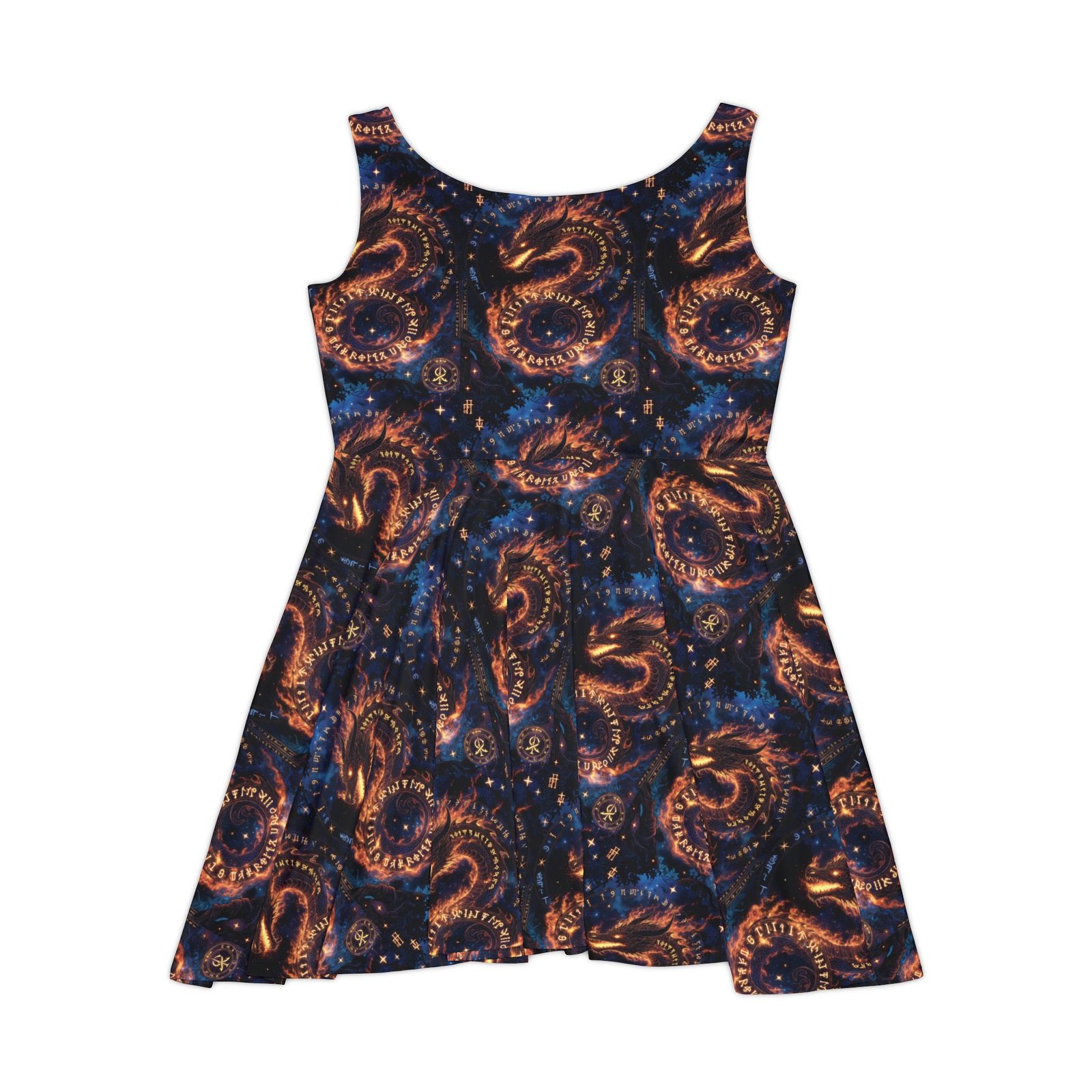 Galaxy Dragon Skater Dress — Cosmic Fire Serpent Print - Image 3