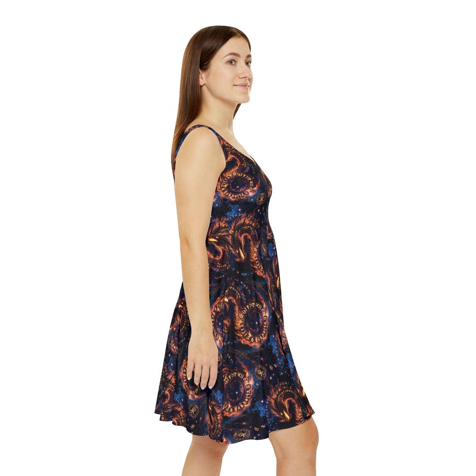 Galaxy Dragon Skater Dress — Cosmic Fire Serpent Print - Image 6