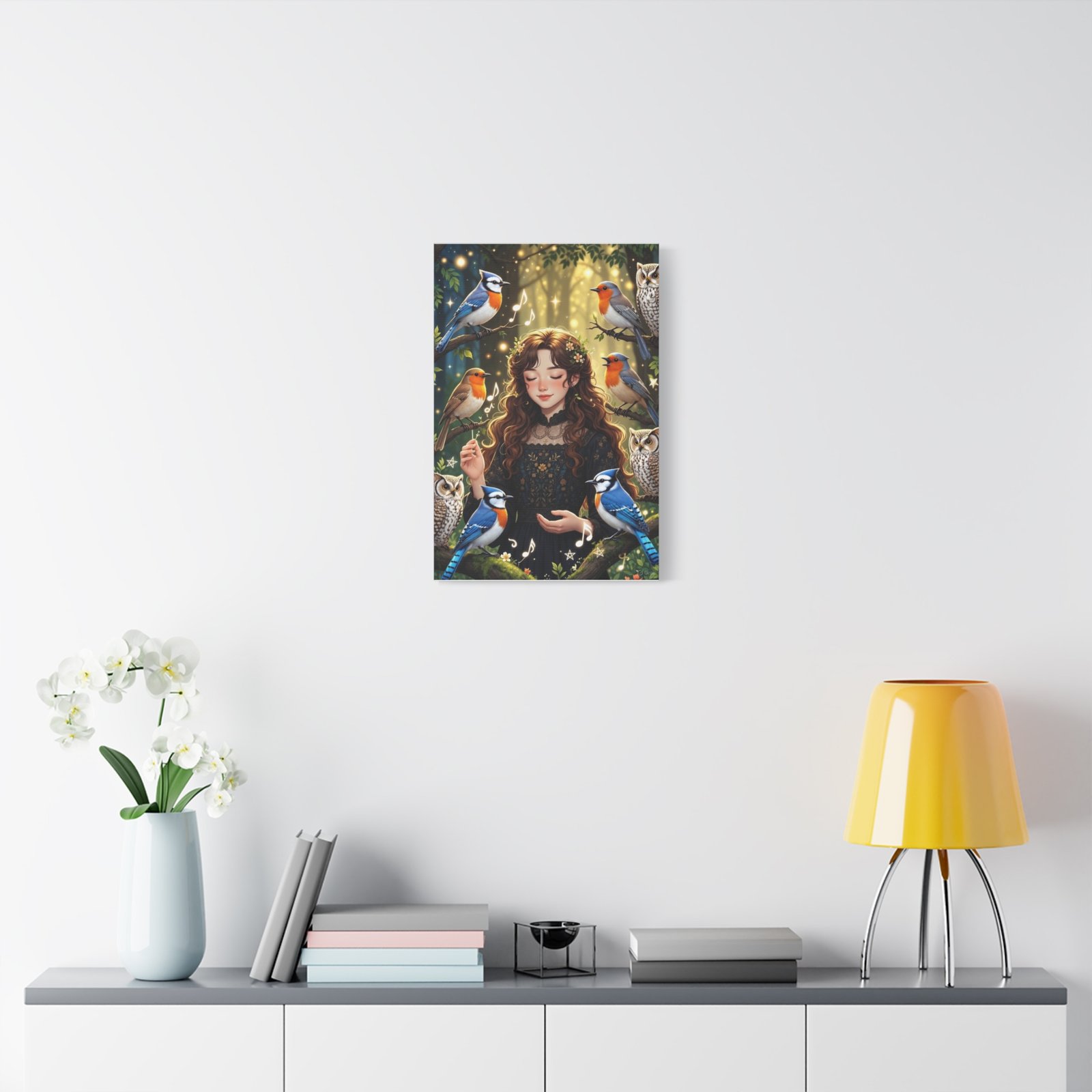 Enchanted Songbird Girl Matte Canvas Wall Art - Image 23