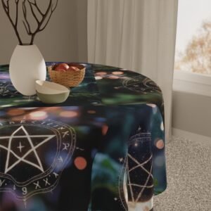 Mystic Sigils Tablecloth — Witchy Pentacle & Moon Altar Table Cover