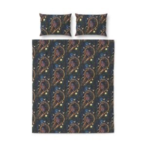 Celestial Maiden Quilt Cover Set — 3-Piece Starry Night Bedding with Angelic Portraits