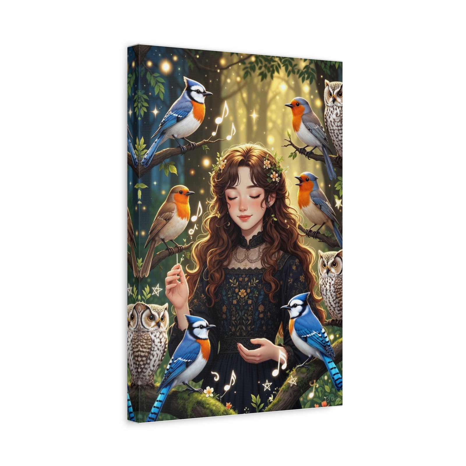 Enchanted Songbird Girl Matte Canvas Wall Art - Image 18