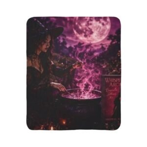 Dracula Follows Me - Witch Cauldron Moon Sherpa Blanket — Mystical Pink Magic Throw