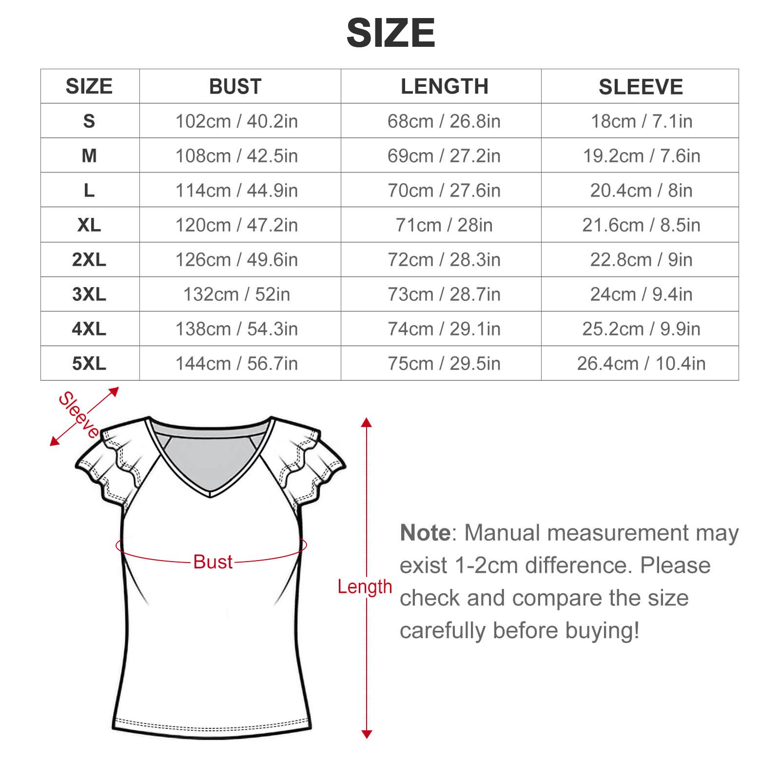 Moon Witch Tee Women's Ruffle Sleeve V-Neck T-Shirt - Image 4