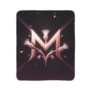 RMA Innovations Logo ~ Thistle Emblem Sherpa Blanket — Cozy Floral Monogram Fleece Throw