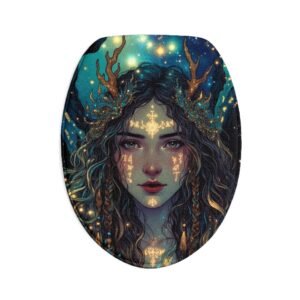 Mystic Forest Goddess Toilet Rug Set – Enchanted Mermaid Oracle 3-Piece Bath Mat Collection