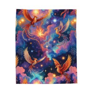Phoenix Galaxy Velveteen Plush Blanket — Soft Cozy Starry Throw