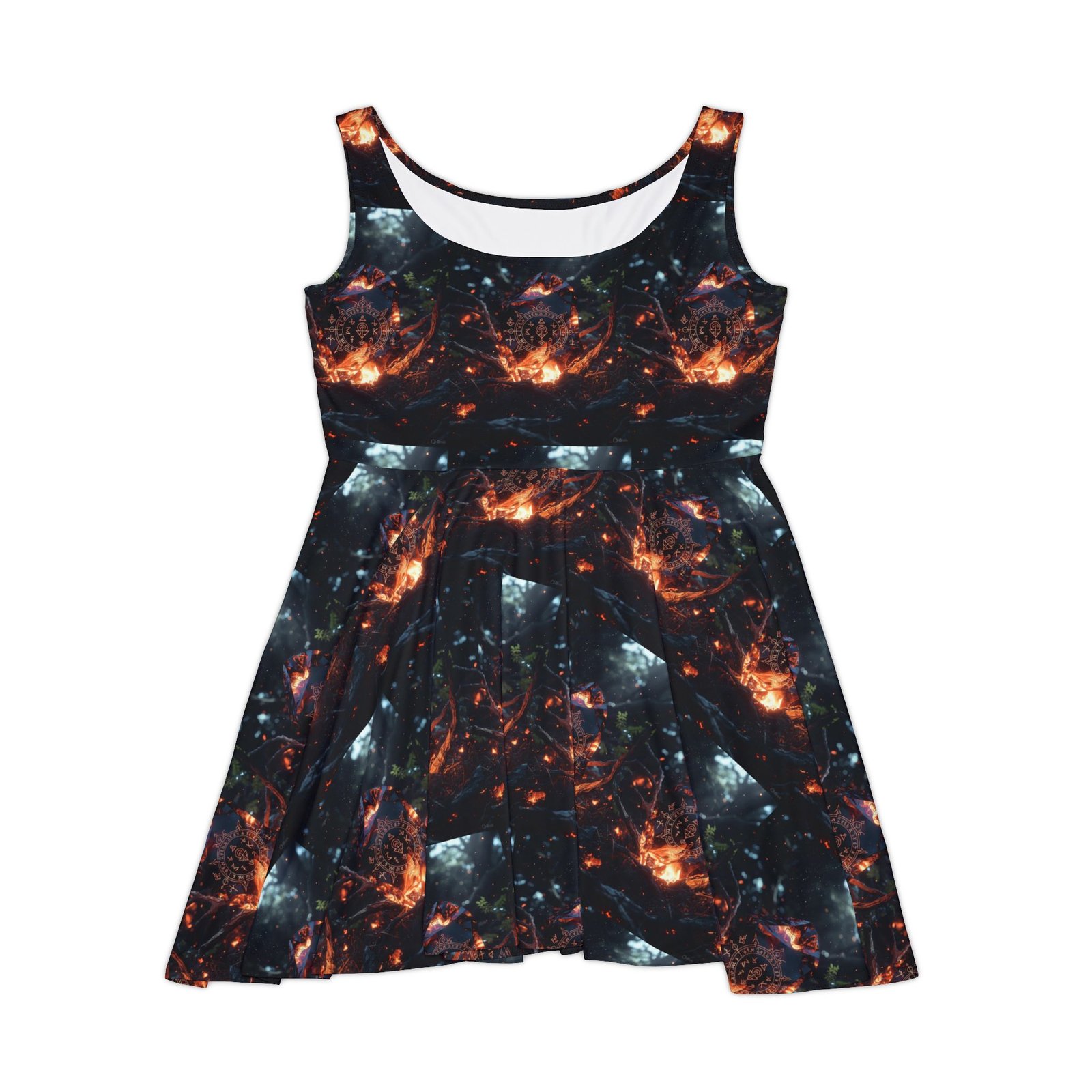 Galaxy Fire Skater Dress — Cosmic Nebula Print Women's Dress - Image 2