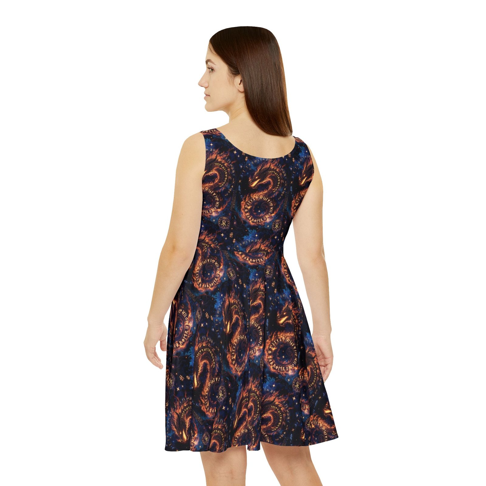 Galaxy Dragon Skater Dress — Cosmic Fire Serpent Print - Image 5