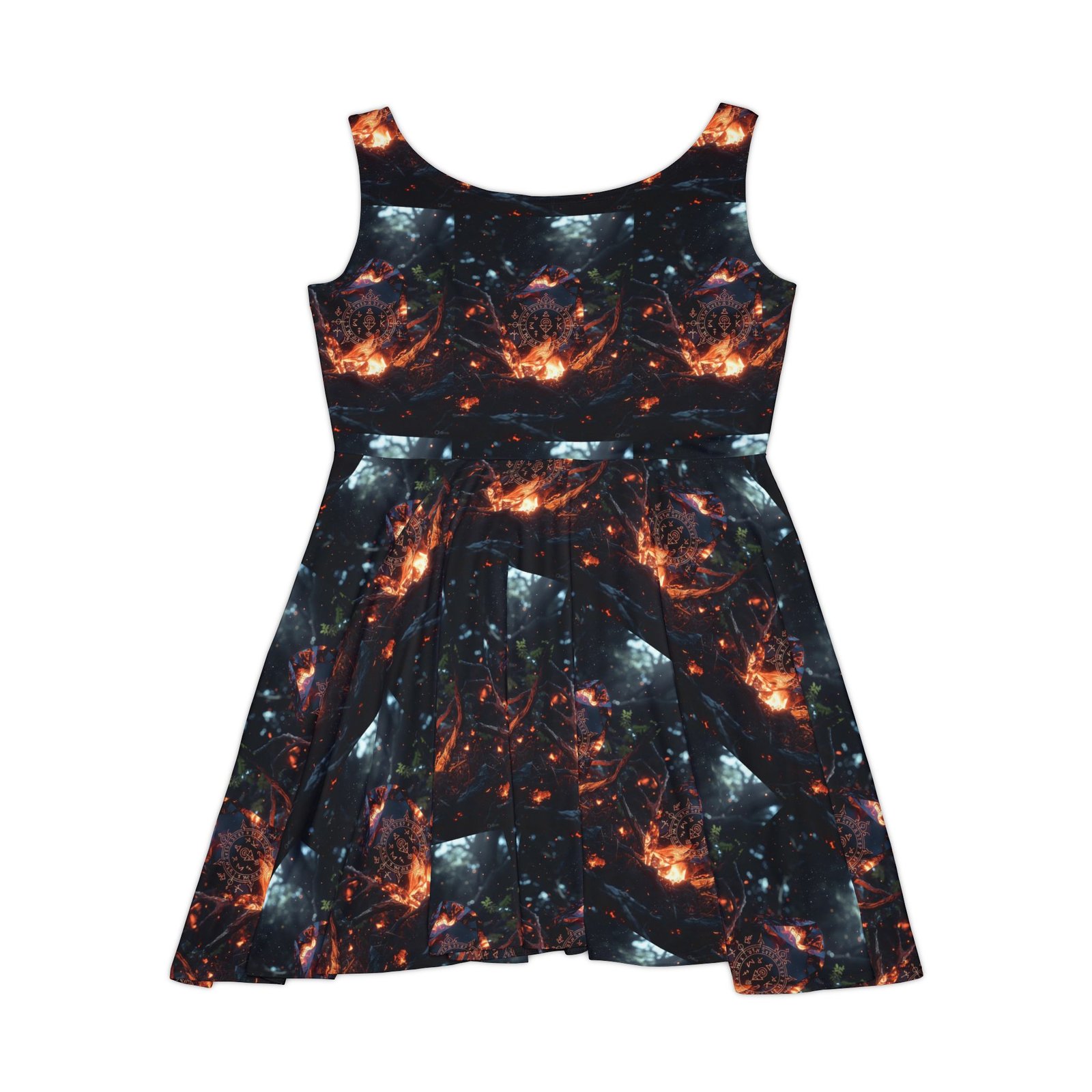 Galaxy Fire Skater Dress — Cosmic Nebula Print Women's Dress - Image 3