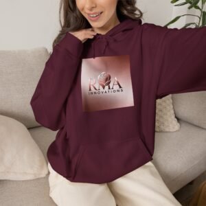 RMA Innovations Rose Logo Hoodie — Metallic Rose Gold Graphic Hooded Sweatshirt