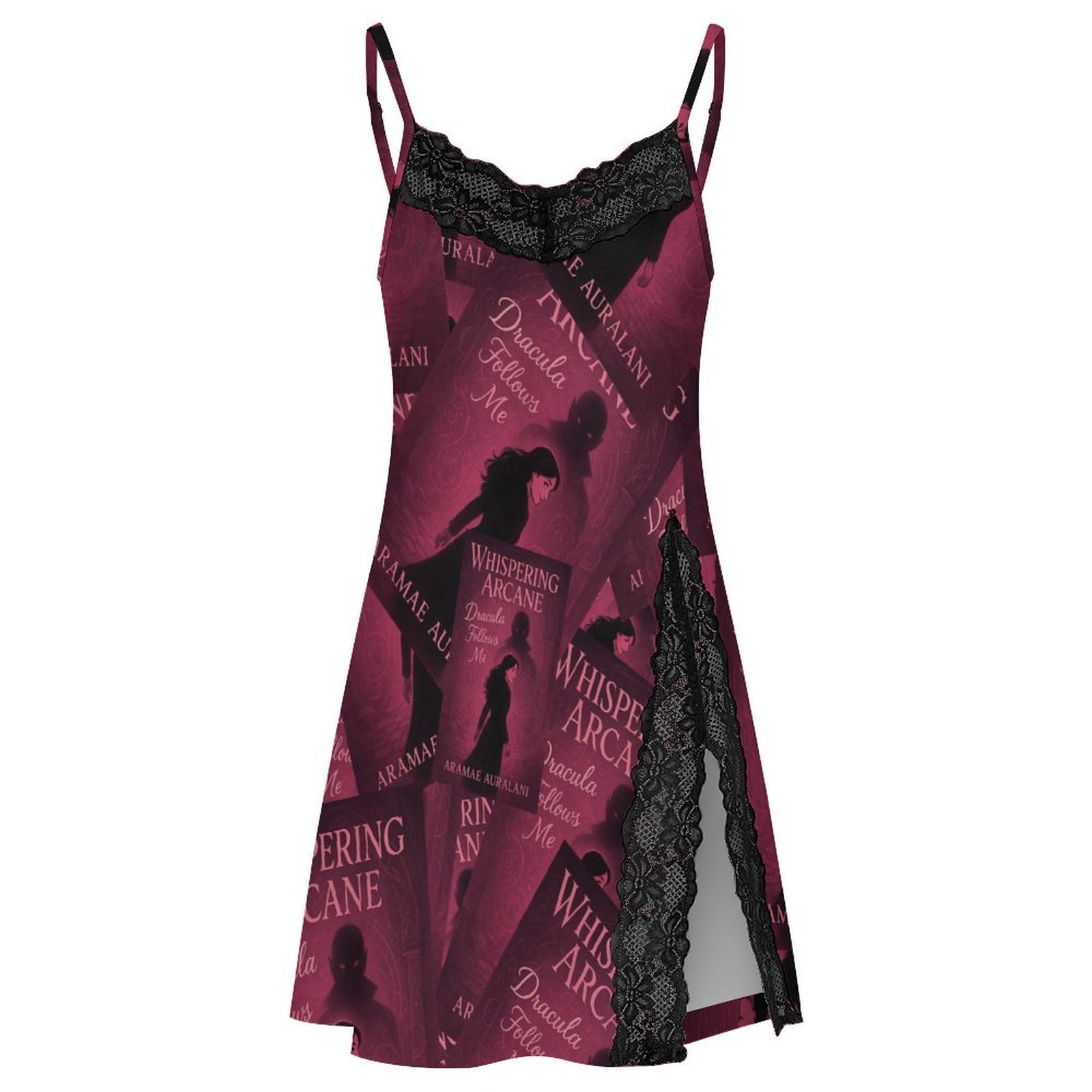 Dracula Follows Me S3xy cami Women's Lace Slit Cami Pajama Dress - Image 2